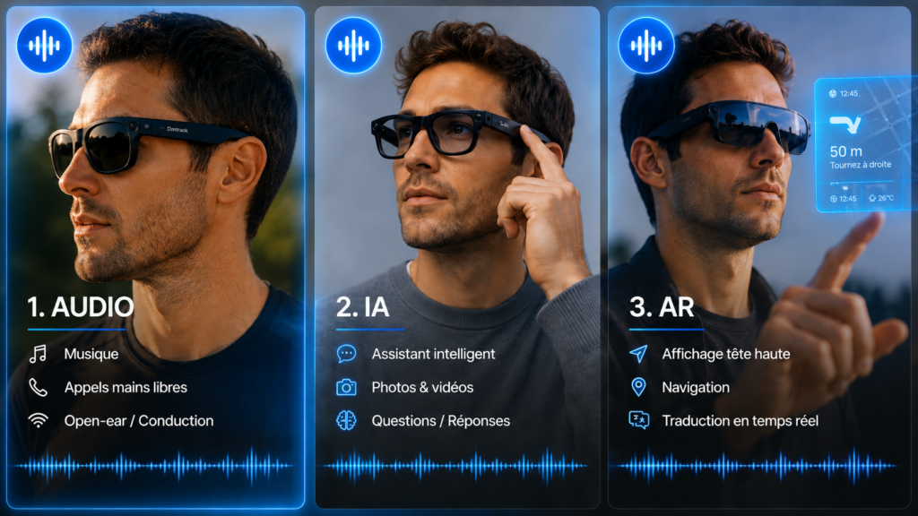 Les trois piliers des lunettes connectées : audio, intelligence artificielle et réalité augmentée